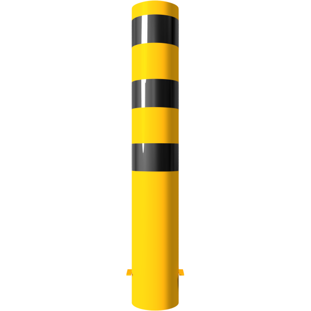 Bollard | steel tube  193 x 3,6 mm | yellow / black | stationary, for casting in concrete | total length: 1200 mm | with welded steel cap